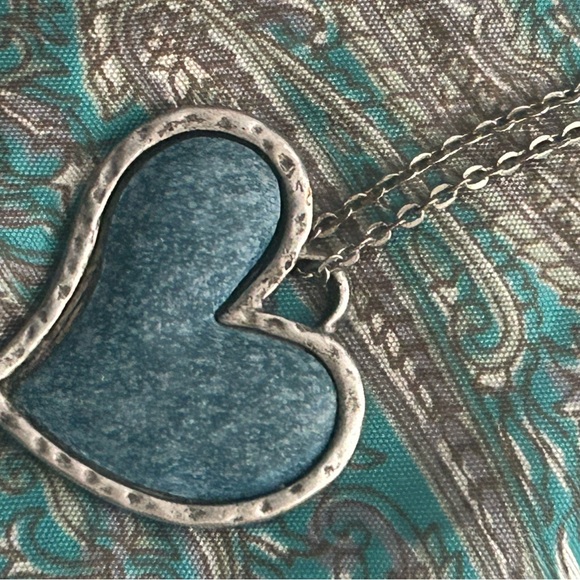 2 Fashion necklaces, heart, blue turquoise - Picture 2 of 7